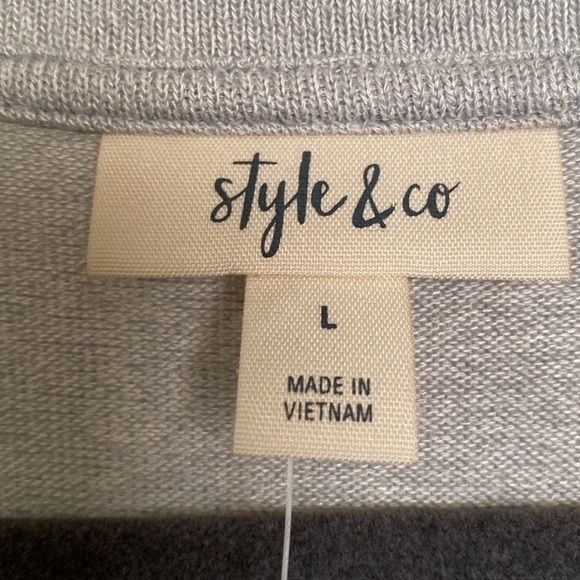 NWT Style & Co Sweater Top Women’s Long sleeve, knot front Heather grey Size L - Picture 5 of 8